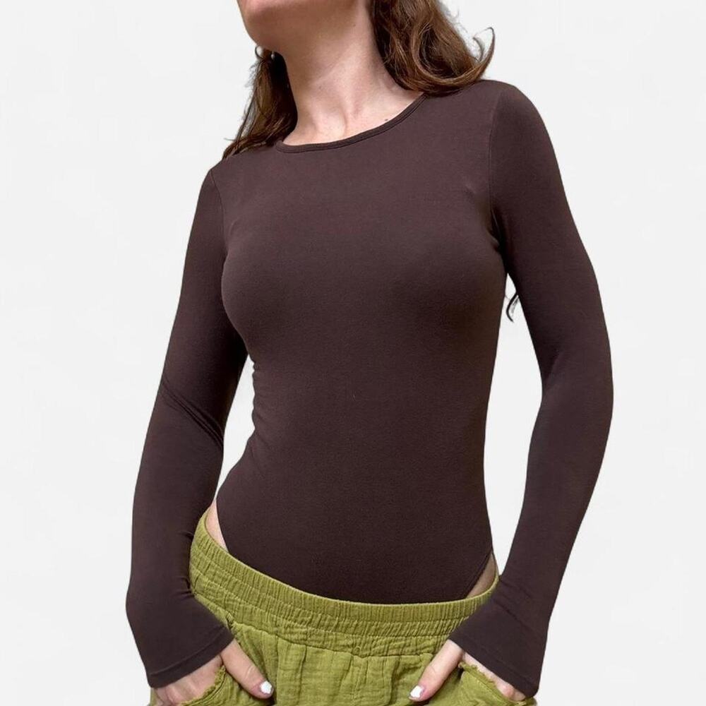 Cotton brown long sleeve bodysuit